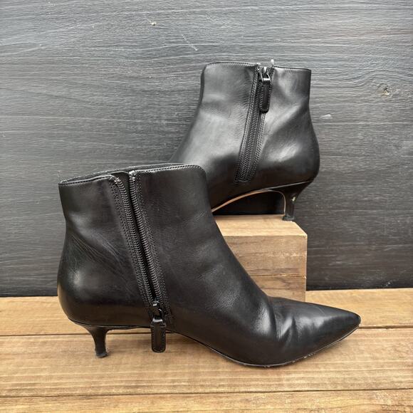 Cole Haan Shoes - Cole Haan Grand Vesta Leather Bootie Black Kitten Heel Size 7B Pointed Toe Goth